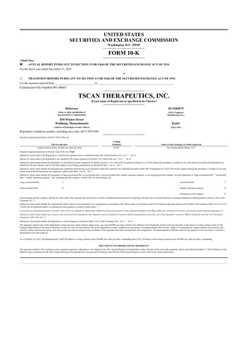 Thumbnail TScan Therapeutics 10-K Annual Report 2022