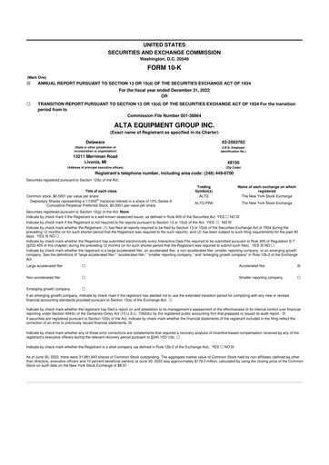Thumbnail Alta Equipment Group 10-K Annual Report 2022