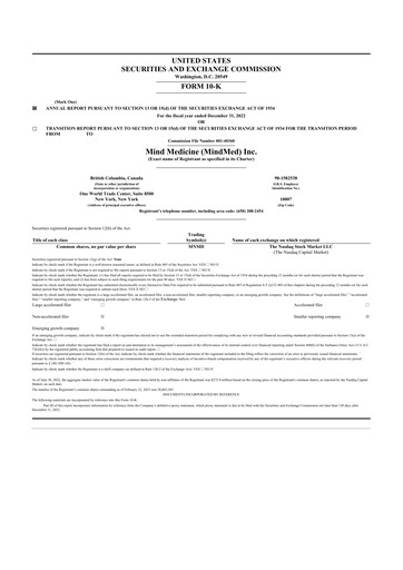 Miniature Mind Medicine (MindMed) 10-K Rapport annuel 2022