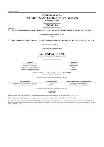 Thumbnail Talkspace 10-K Annual Report 2022