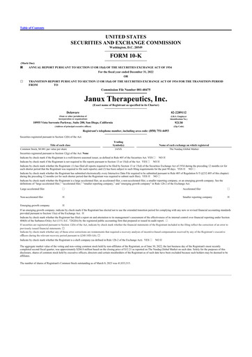 Thumbnail Janux Therapeutics 10-K Annual Report 2022
