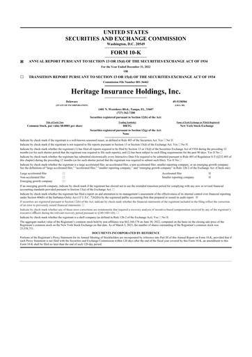 Thumbnail Heritage Insurance 10-K Annual Report 2022