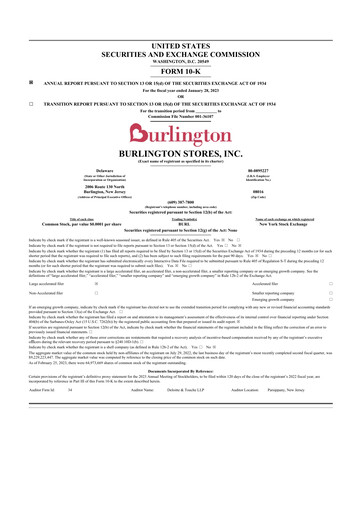 Thumbnail Burlington Stores 10-K Annual Report 2022