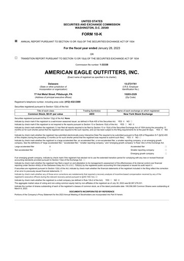 Thumbnail American Eagle Outfitters
 10-K Annual Report 2022