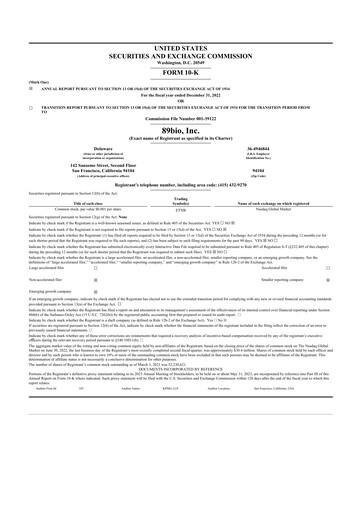 Thumbnail 89bio 10-K Annual Report 2022