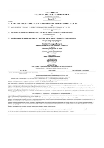 Thumbnail Silence Therapeutics 20-F Annual Report 2022