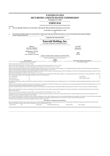 Thumbnail Emerald Holding 10-K Annual Report 2022