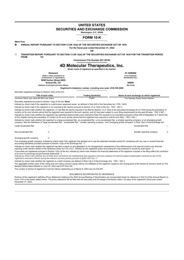 Vorschaubild 4D Molecular Therapeutics 10-K Jahresbericht 2022