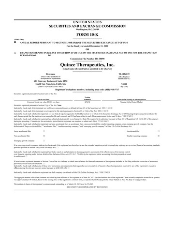Thumbnail Quince Therapeutics 10-K Annual Report 2022