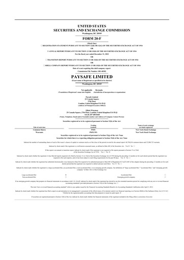 Thumbnail Paysafe 20-F Annual Report 2022