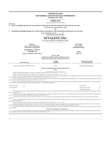 Thumbnail Nuvalent 10-K Annual Report 2022