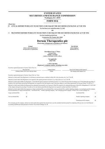 Thumbnail Iterum Therapeutics 10-K Annual Report 2022