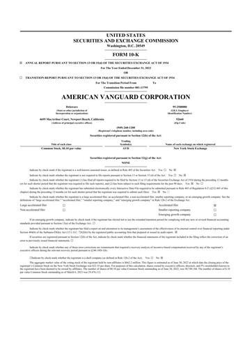 Thumbnail American Vanguard 10-K Annual Report 2022
