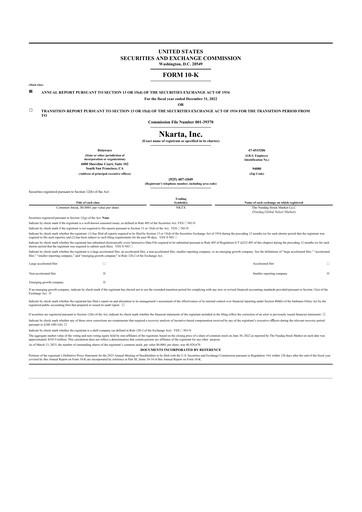 Thumbnail Nkarta 10-K Annual Report 2022