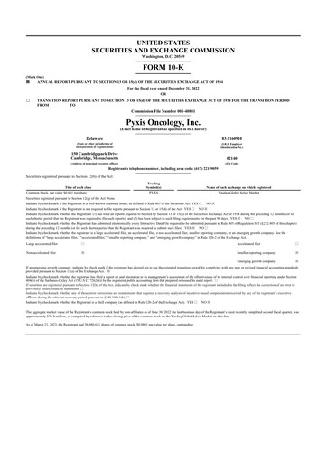Vorschaubild Pyxis Oncology 10-K Jahresbericht 2022