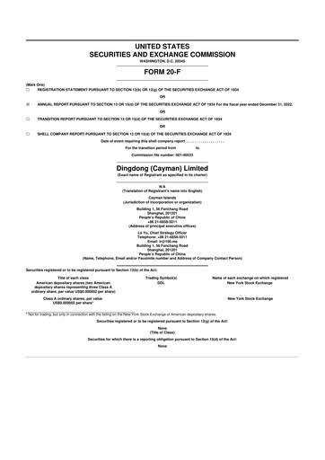 Thumbnail Dingdong Maicai 20-F Annual Report 2022