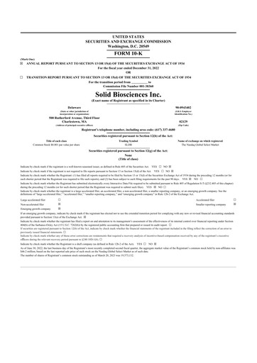 Thumbnail Solid Biosciences
 10-K Annual Report 2022