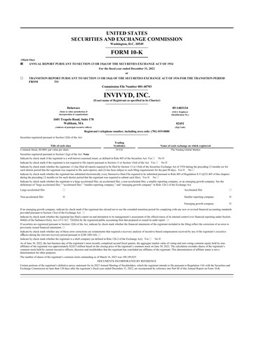 Thumbnail Invivyd 10-K Annual Report 2022