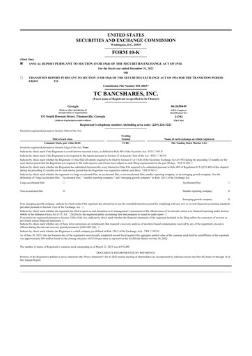 Thumbnail TC Bancshares 10-K Annual Report 2022