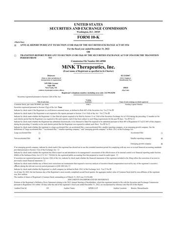 Thumbnail MiNK Therapeutics 10-K Annual Report 2022