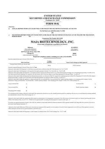 Thumbnail MAIA Biotechnology 10-K Annual Report 2022