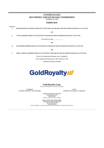 Vorschaubild Gold Royalty Corp 20-F Jahresbericht 2022