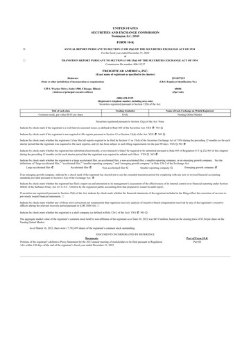 Thumbnail FreightCar America
 10-K Annual Report 2022