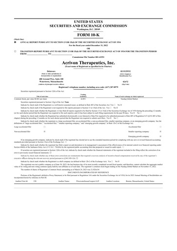 Vorschaubild Acrivon Therapeutics 10-K Jahresbericht 2022