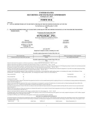 Thumbnail Synlogic 10-K Annual Report 2022
