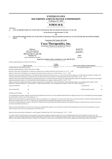 Thumbnail Coya Therapeutics 10-K Annual Report 2022