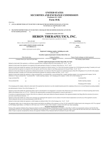 Thumbnail Heron Therapeutics 10-K Annual Report 2022