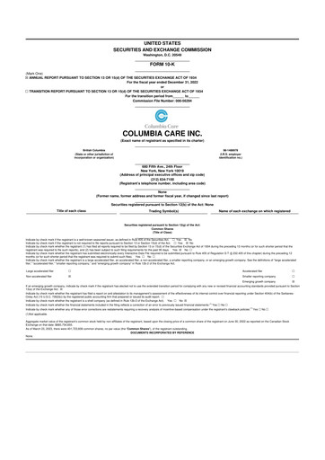 Thumbnail The Cannabist Company 10-K Annual Report 2022