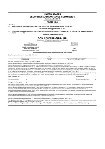 Thumbnail AN2 Therapeutics 10-K Annual Report 2022