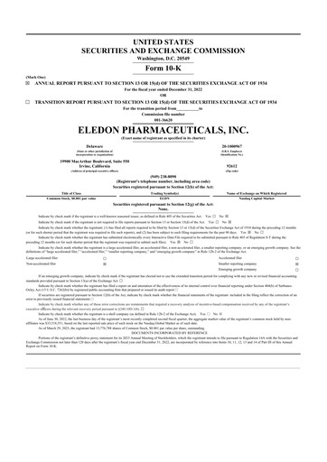Thumbnail Eledon Pharmaceuticals 10-K Annual Report 2022
