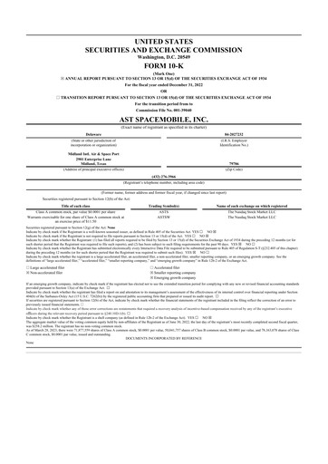 Thumbnail AST SpaceMobile 10-K Annual Report 2022