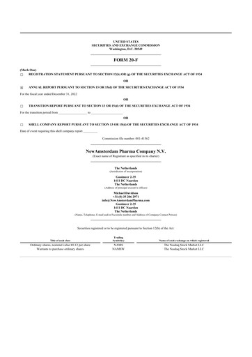 Thumbnail NewAmsterdam Pharma Company 20-F Annual Report 2022