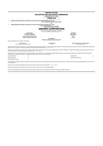 Thumbnail UniFirst 10-Q Quarterly Report FY2023 