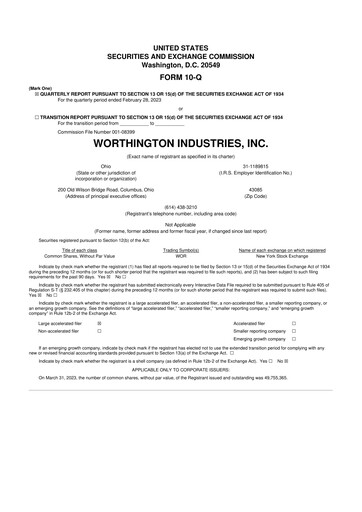 Thumbnail Worthington Enterprises 10-Q Quarterly Report FY2023 
