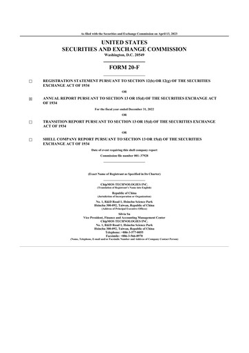 Thumbnail ChipMOS Technologies 20-F Annual Report 2022