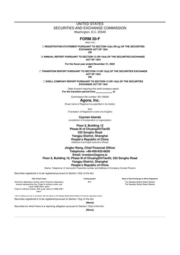 Thumbnail Agora, Inc. 20-F Annual Report 2022