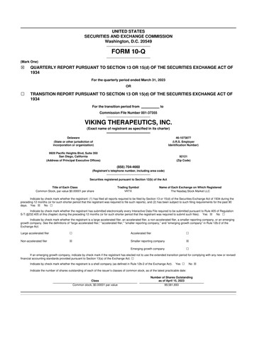 Thumbnail Viking Therapeutics
 10-Q Quarterly Report FY2023 