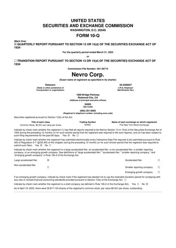 Thumbnail Nevro
 10-Q Quarterly Report FY2023 