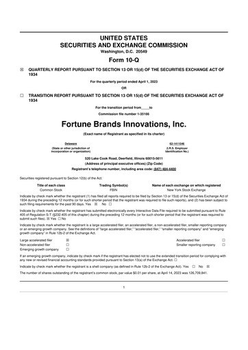 Thumbnail Fortune Brands Innovations 10-Q Quarterly Report FY2023 