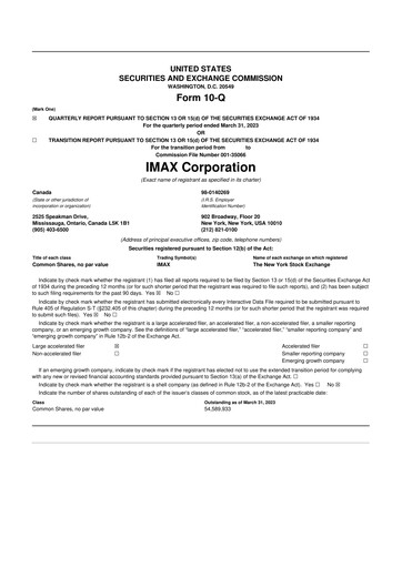 Thumbnail Imax Corp 10-Q Quarterly Report FY2023 