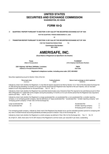 Thumbnail AMERISAFE 10-Q Quarterly Report FY2023 