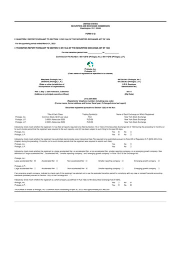 Thumbnail Prologis 10-Q Quarterly Report FY 