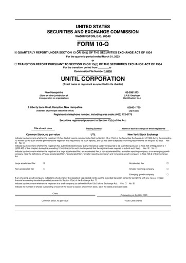 Thumbnail Unitil Corporation
 10-Q Quarterly Report FY2023 