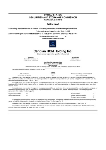 Miniature Dayforce 10-Q Rapport trimestriel 2023 