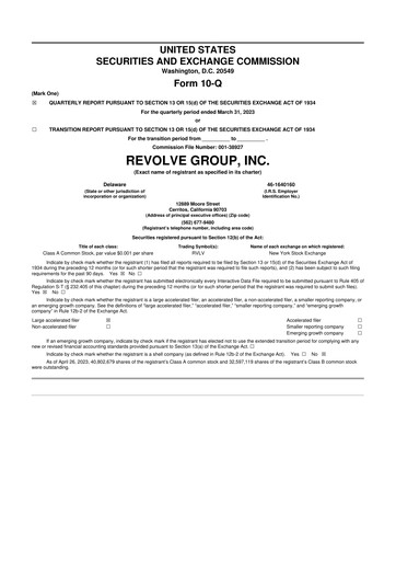 Thumbnail Revolve Group 10-Q Quarterly Report FY2023 