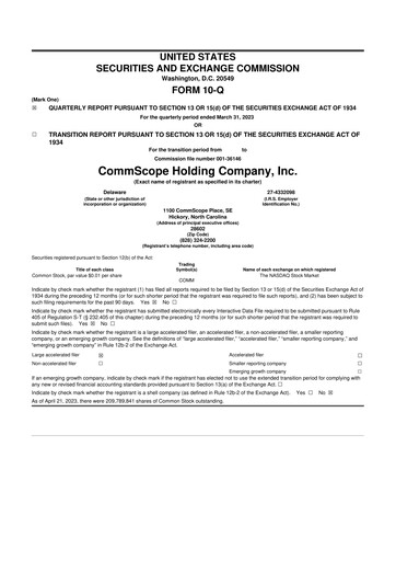 Miniature CommScope
 10-Q Rapport trimestriel 2023 
